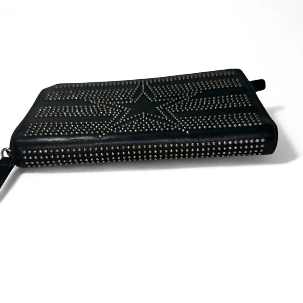 Women's Jimmy Choo Black Leather Wallet - Star Patterned Mini Studs